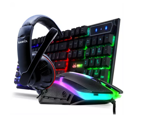 Kit Teclado Mouse Fone Headset Gamer Abnt2 Jogos Ps4 Pc Note
